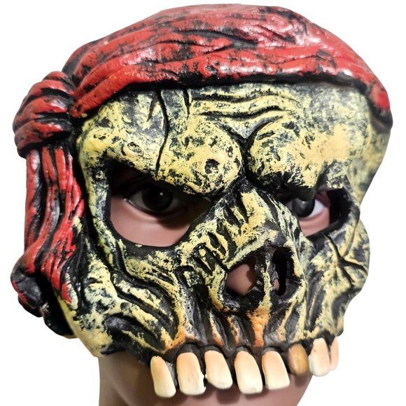 Skeleton Pirate Half Mask Adult Halloween Costume Dead Undead Zombie Ghost Teeth - Picture 1 of 6